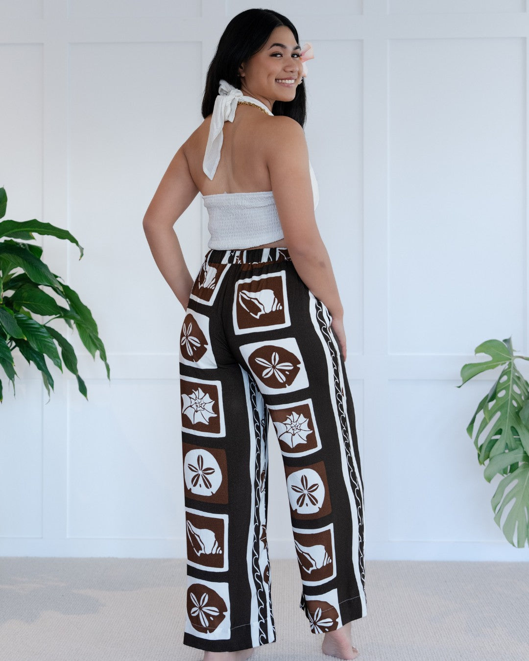 Kalea Womens Wide Leg Island Pants - Island Nature Coco - Small