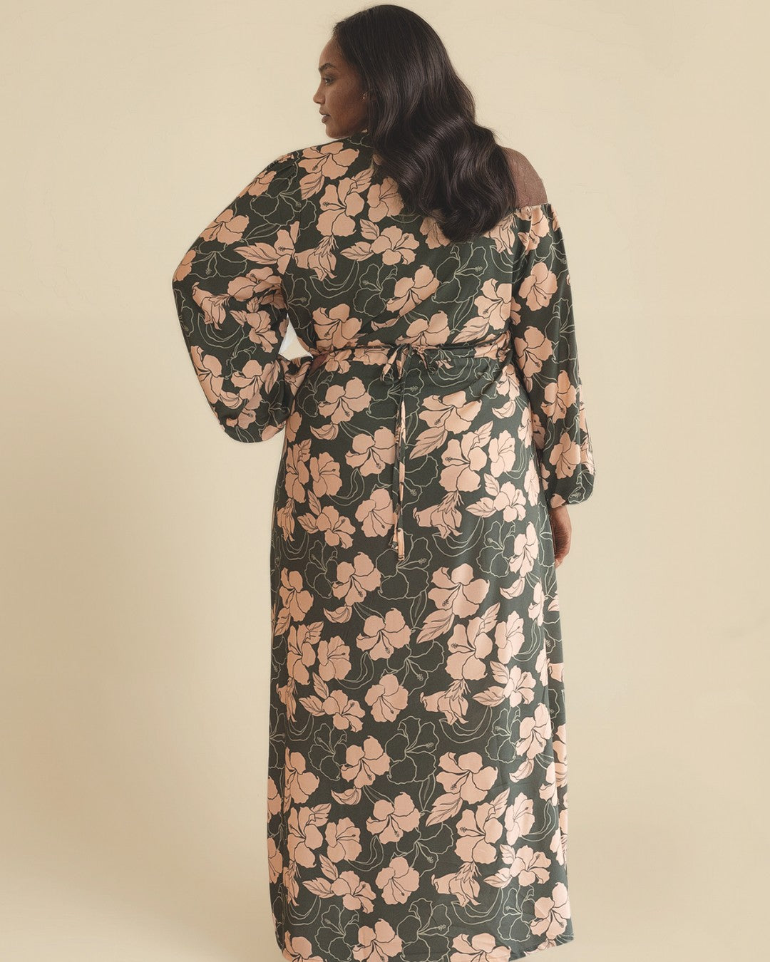 Indie Womens Puff Sleeve Midi Dress