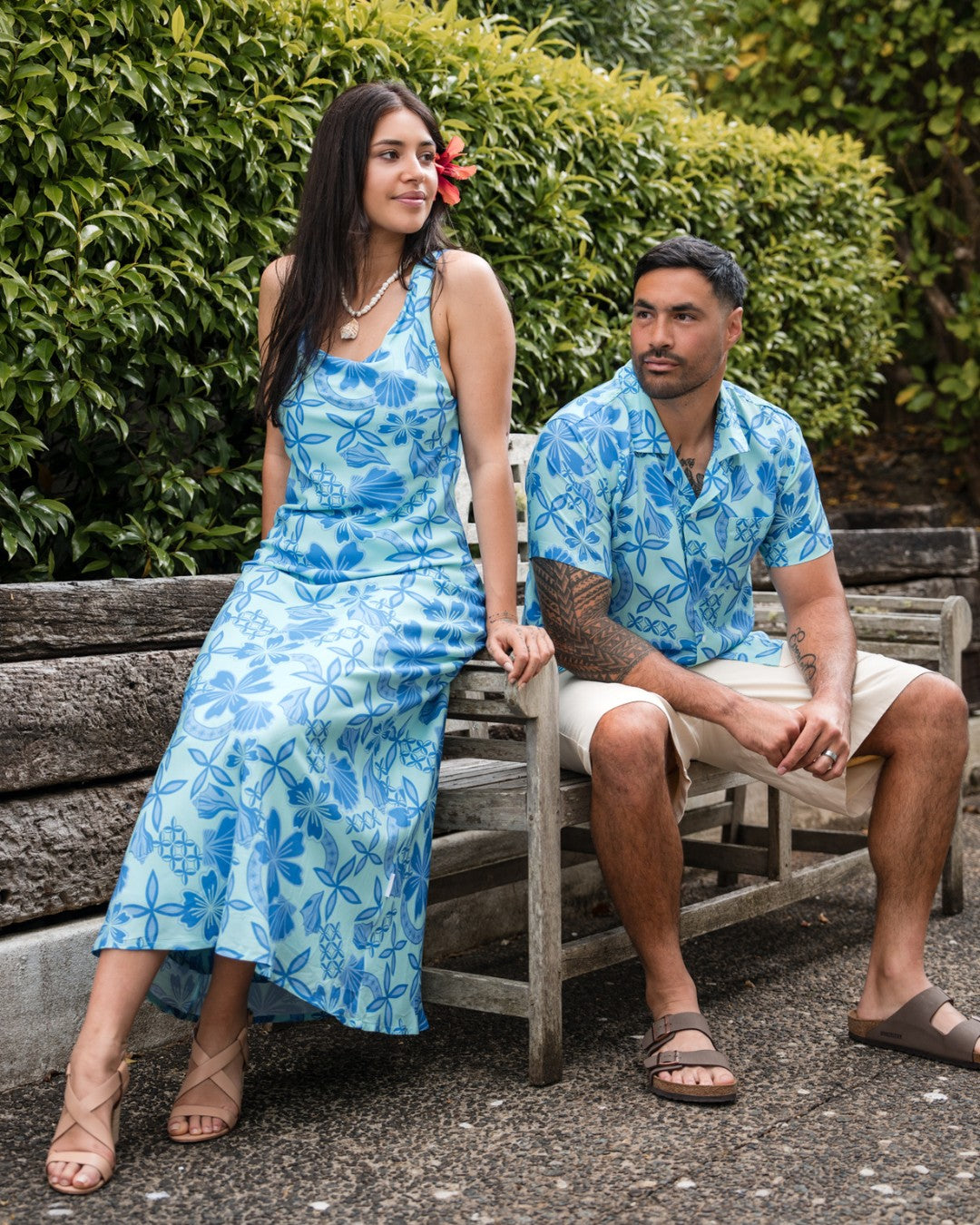 Island Dress &amp; Shirt Matching Set - Island Paradise Lagoon