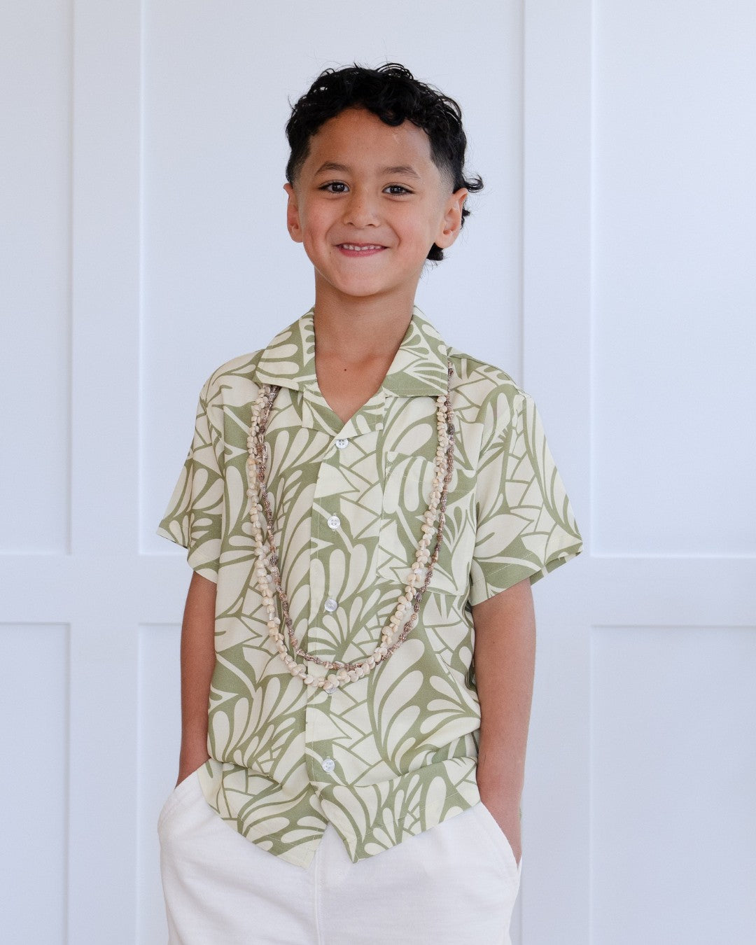 Kanoa Kids Short Sleeve Island Shirt - Sage