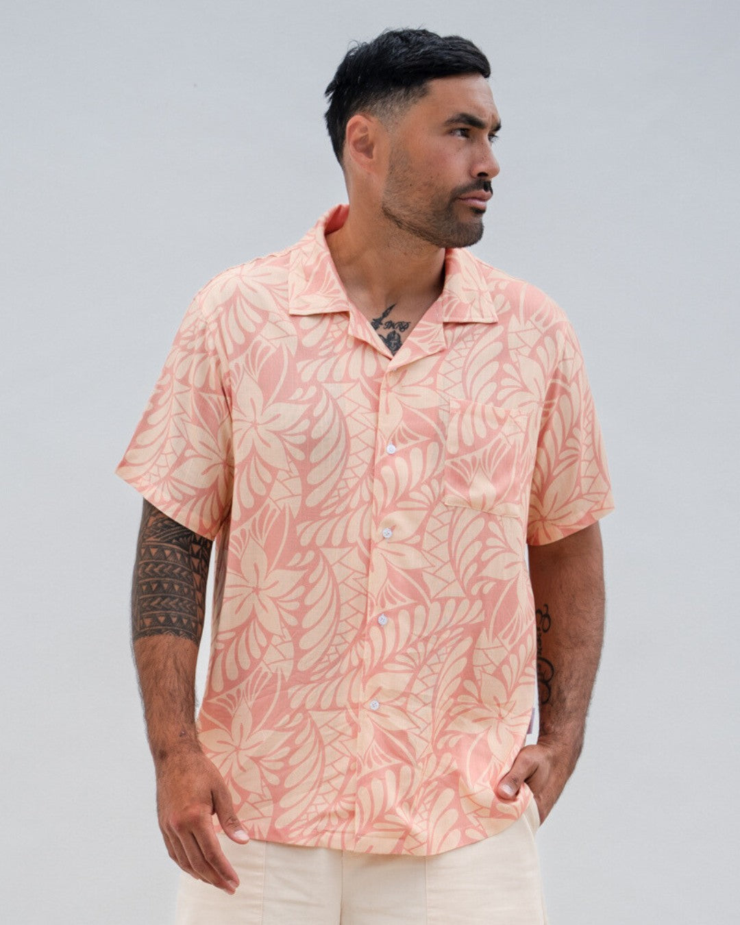 Kanoa Mens Island Shirt - Lagoon Sand - Front