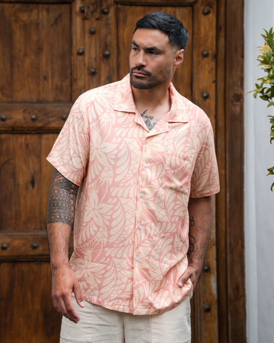 Kanoa Mens Island Shirt - Lagoon Sand - Front