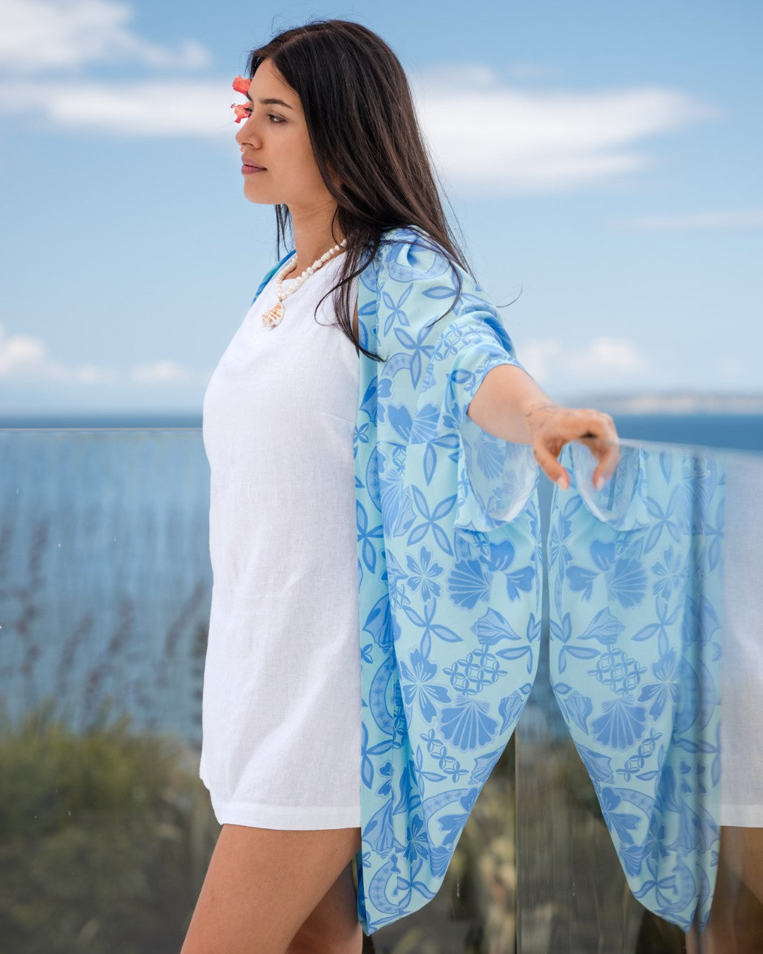 Leilani Womens Island Kimono - Island Paradise Lagoon - Side