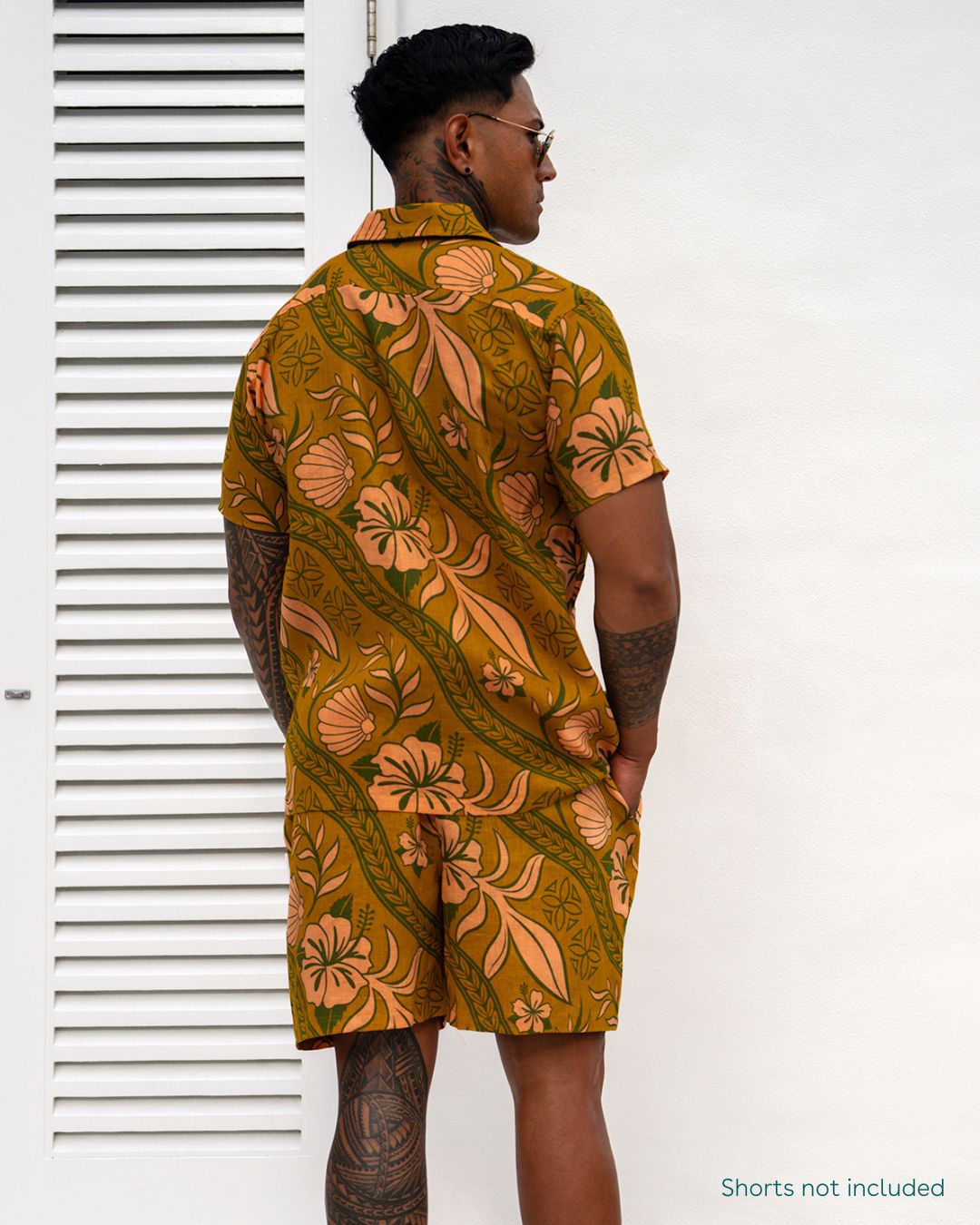 Kanoa Mens Short Sleeve Shirt - Island Vines Gold