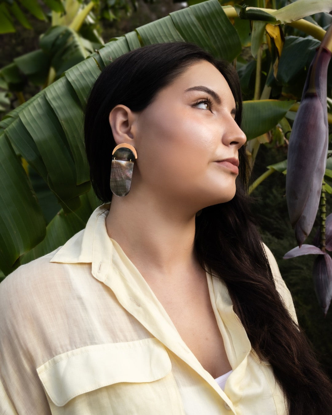 Mother of Pearl Half Moon Stud Earrings