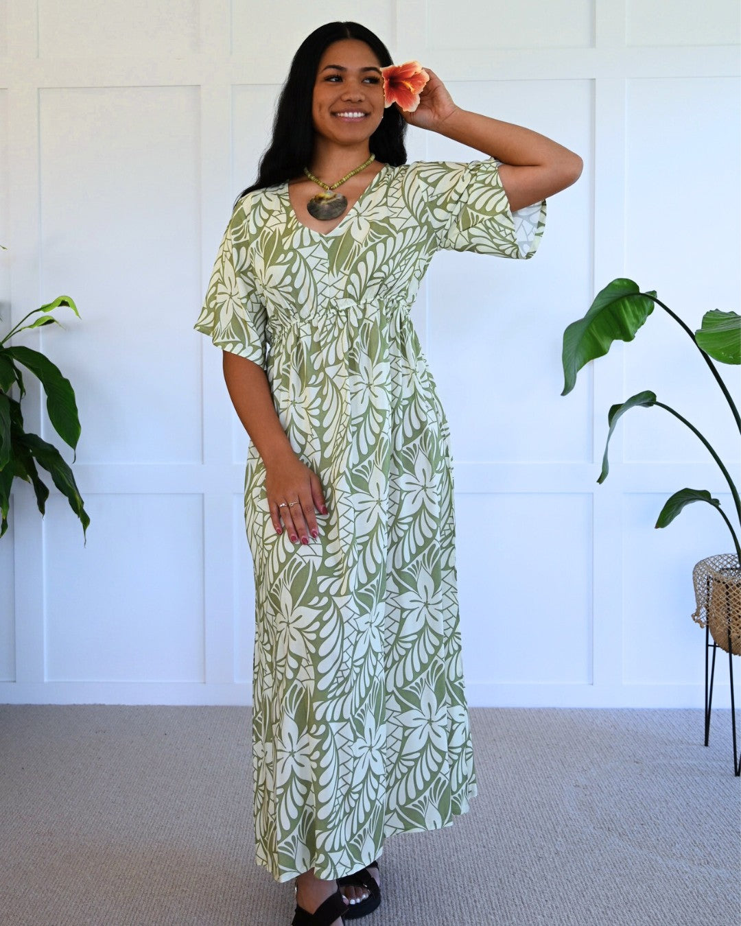 green maxi dress nz Shop Plus Size Natural Resort Maxi Dress, Green