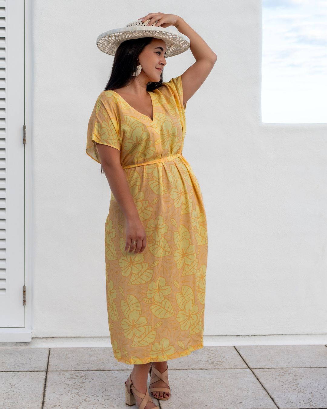 Senia Womens Reversible Island Dress - Royal Hibiscus Mango - Orange