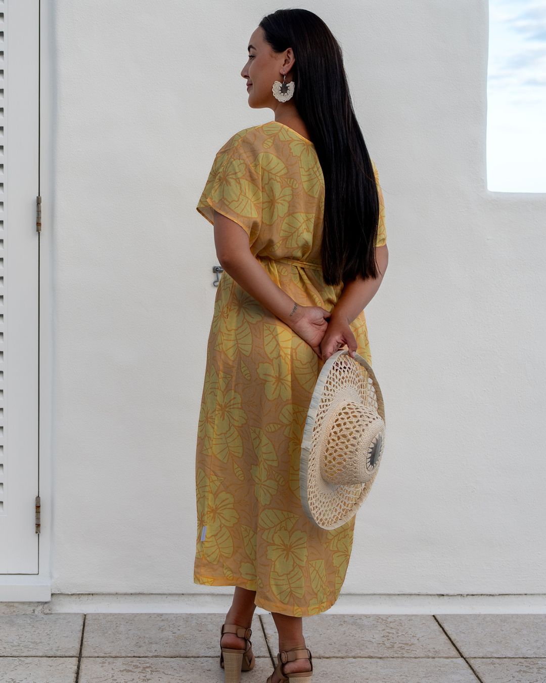 Senia Womens Reversible Island Dress - Royal Hibiscus Mango - Orange