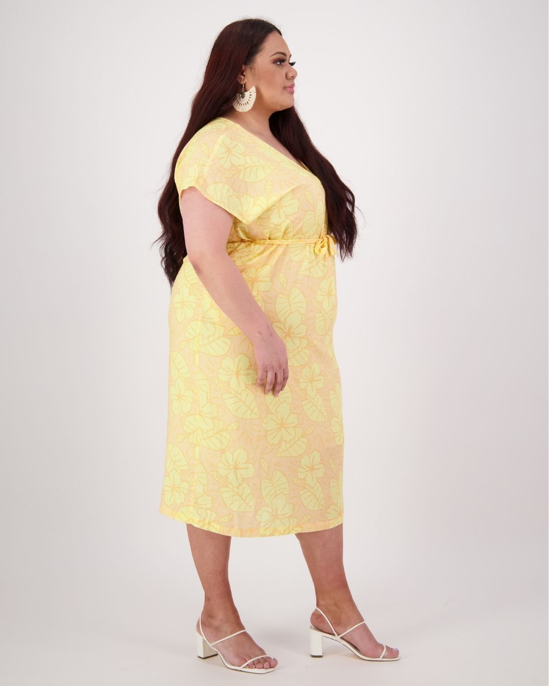Senia Womens Reversible Island Dress - Plus Size - Royal Hibiscus Mango - Orange