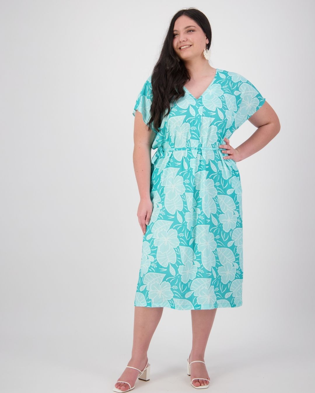 Senia Womens Reversible Island Dress - Royal Hibiscus Tide - Blue