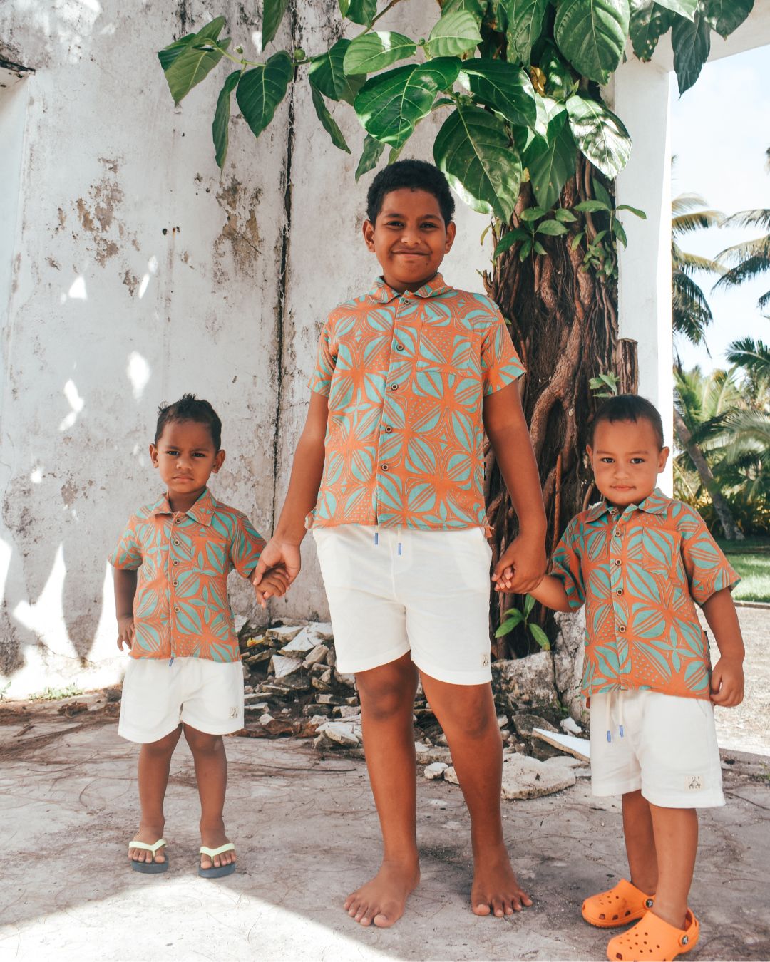 Kanoa II Kids Short Sleeve Shirt - Pacific Floral Lilac