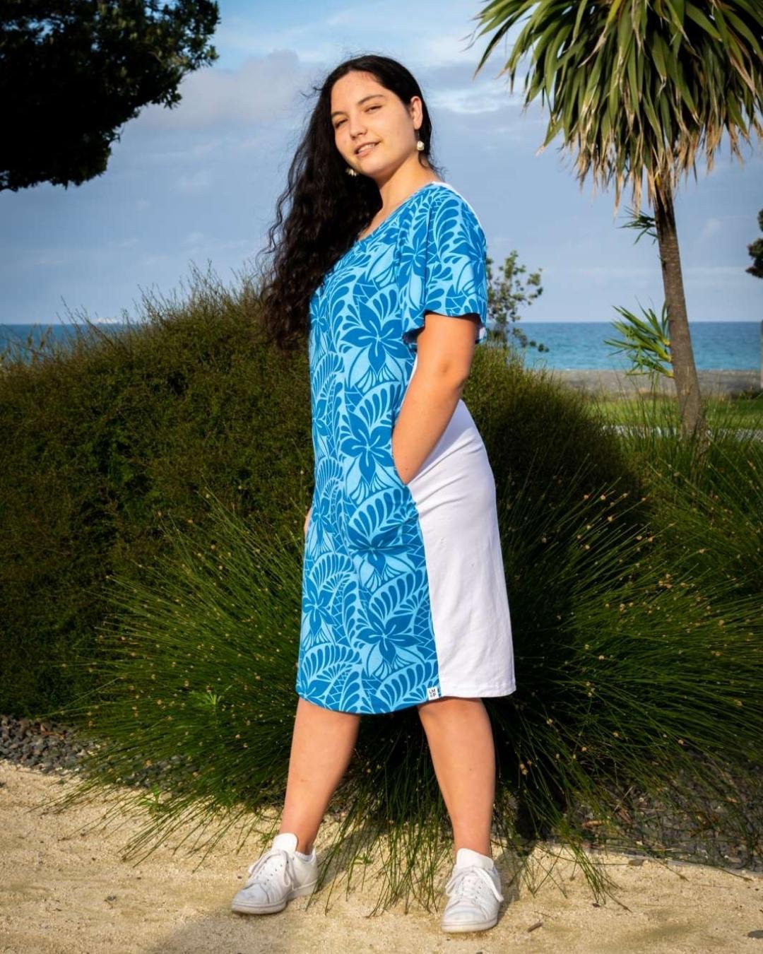 Lulu Womens T Shirt Dress - Lagoon Blue